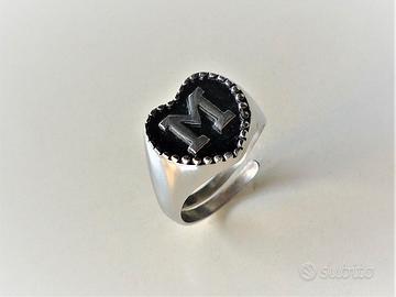 Anello Cuore Lettera M Regolabile