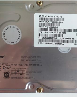 Hard Disk HDD MAXTOR IDE 40 GB acceso da 1156 ore