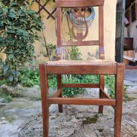 sedie vintage in legno con schienale a lira e sedu