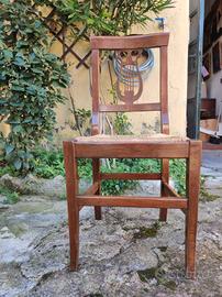 sedie vintage in legno con schienale a lira e sedu