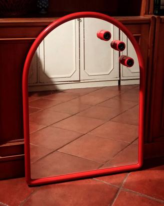 Specchio da bagno vintage in plastica rossa