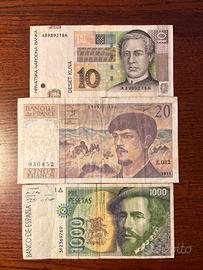 Lotto 3 banconote europee