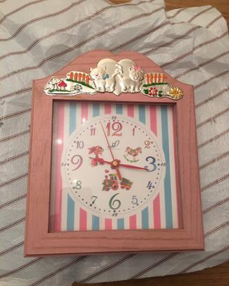 Orologio il legno rosa 27x22 cm placcato argento