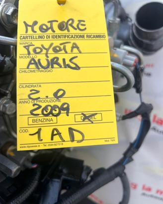 Motore Toyota Auris Anno 2009 - 1AD