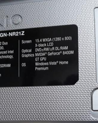 Sony Vaio vgn-nr21z Cover Superiore