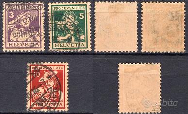 1916 Pro Juventute 3 valori usati