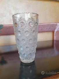 Grande vaso vintage in vetro pressato lavorazione 