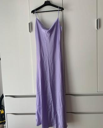 Vestito lungo lilla satinato