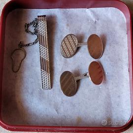 gemelli e fermacravatta in argento