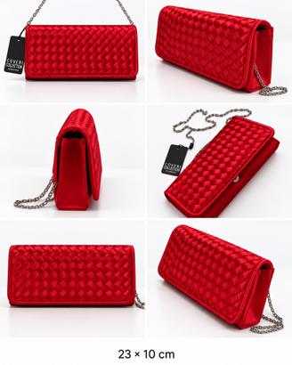 Pochette Coveri rossa intrecciata nuova