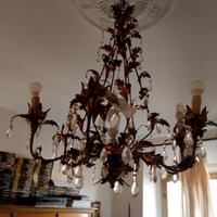 Lampadario stile regency anni 50 in ottone 