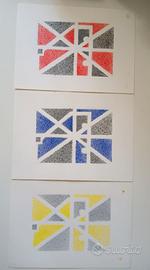 Disegno a tempera astratto geometrico optical