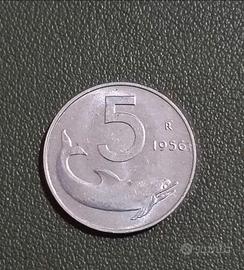 Rara moneta 5 lire 1956 - repubblica Italiana