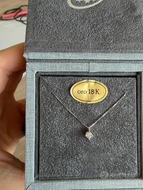 Collana oro bianco 18k con diamante