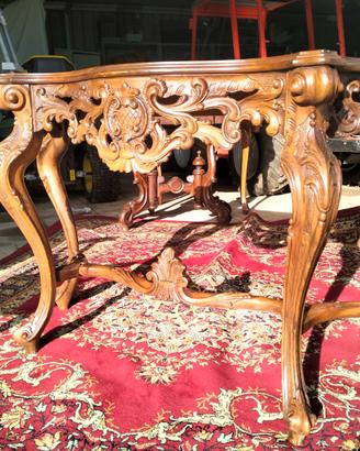 Consolle  legno e specchiera con specchio rotto