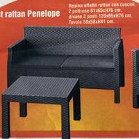 Set poltrone+divano+tavolo Rattan nuovi