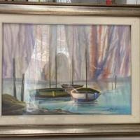 Quadro barche pittore romano Angelo Manini