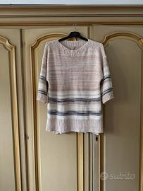 Maglia Laura Torelli a righe beige/grigio taglia L