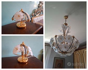 Lampadario + 2 Lampade Comodino Vintage