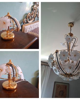 Lampadario + 2 Lampade Comodino Vintage