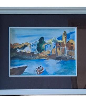 Quadro olio paesaggio costiero autore Annamaria