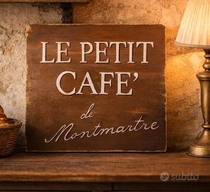 insegna decoro parete in legno