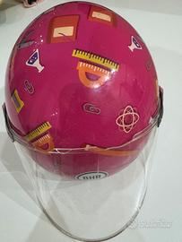 Casco bambina fucsia BHR - tema "scuola"