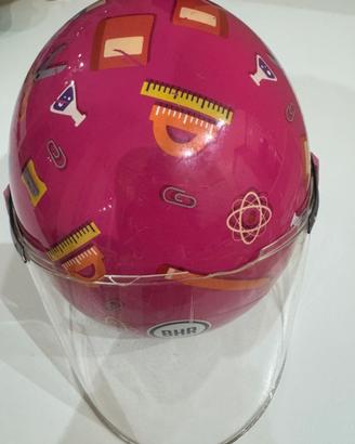 Casco bambina fucsia BHR - tema "scuola"