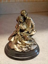 Scultura innamorati argentata Di Luca vintage 