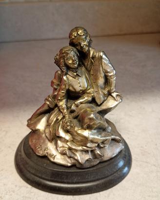 Scultura innamorati argentata Di Luca vintage 