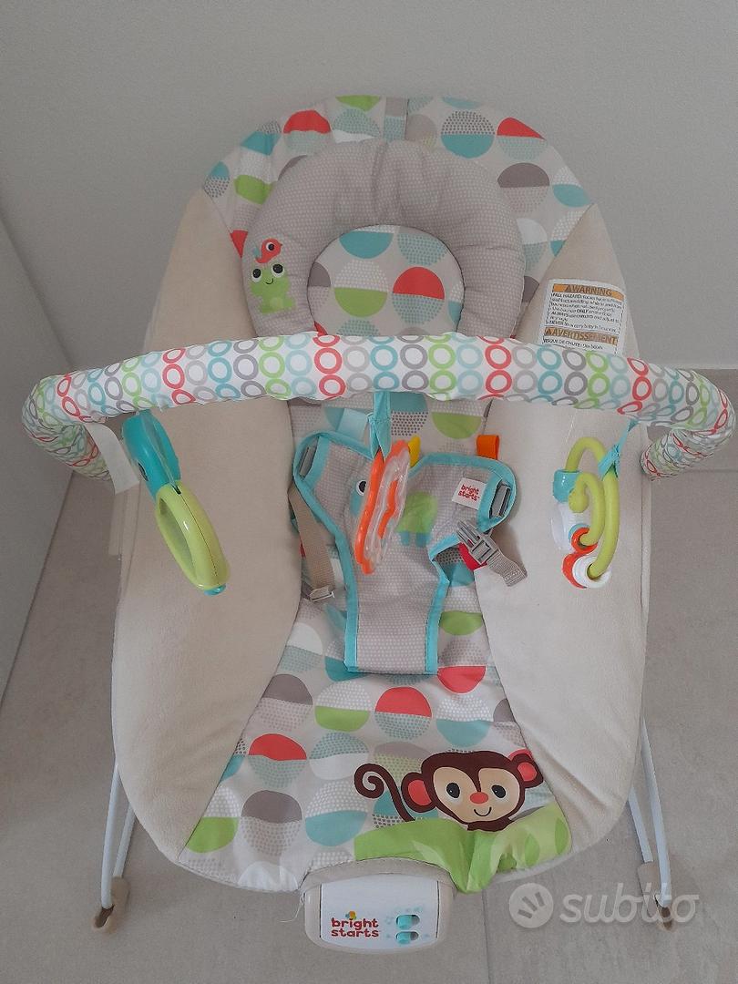 Sdraietta Per Bambini Bright Starts Happy Safari - Con Vibrazioni, Musica E Barra Giochi, Per 0-6 Mesi (fino A 9kg)