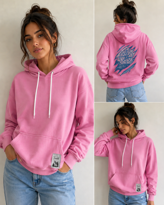 felpa con cappuccio Twolf Rosa dei Venti