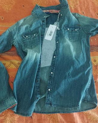 camicia jeans blu guess tg 12