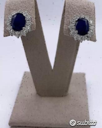 ORECCHINI ORO 18kt. DIAMANTI ZAFFIRI BLU NATURALI