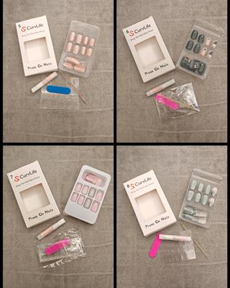 Lotto 4 set unghie finte - vari design