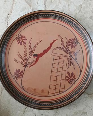 Piatto dipinto a mano il Tuffatore di Paestum