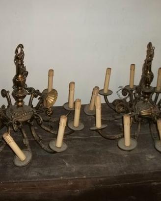 Coppia lmpadari 10 luci bronzo