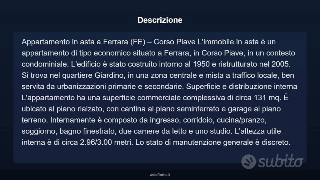 Appartamento – Ferrara, Doro, Giardino - Altro