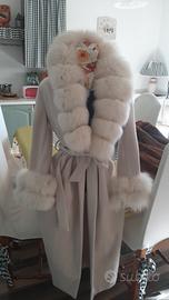 cappotto lungo pelliccia vera che si stacca