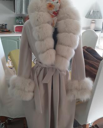 cappotto lungo pelliccia vera che si stacca