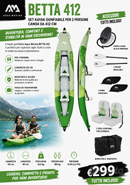 kayak gonfiabile per 2 persone, canoa da 412 cm