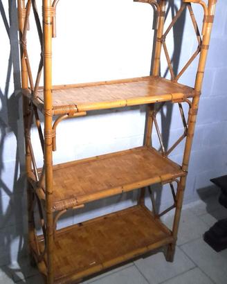 Scaffale in bamboo pieno vintage a 4 ripiani