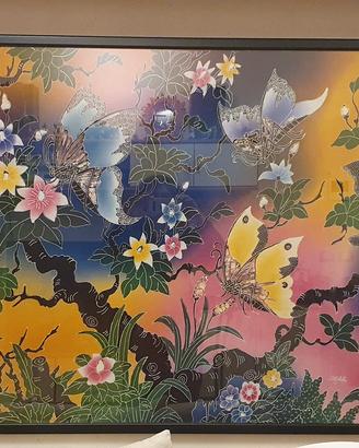 Quadro di batik con farfalle