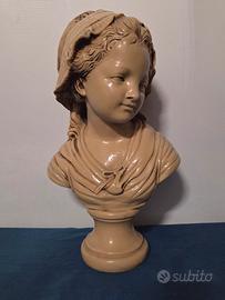 Scultura Busto Ragazza Contadina  Vintage 