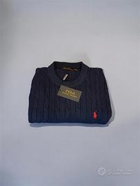 Maglione Ralph Lauren Blu con logo Rosso taglia M