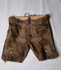 Pantalone tirolese Lederhosen vera pelle taglia 56