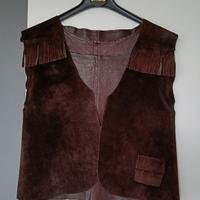 Gilet bimbo fatto a mano in cuoio scamosciato