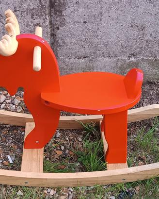 Renna a dondolo in legno