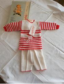 Completino bimbo/a rosso e bianco in cotone. 