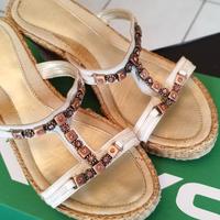 Sandali donna Keys corda + pelle bianco 38